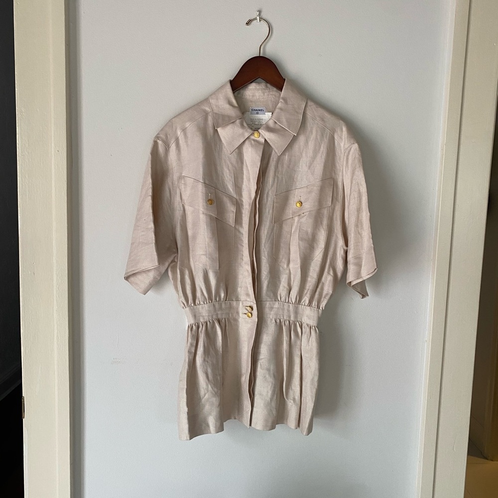 Vintage Chanel Linen Button Up Blouse